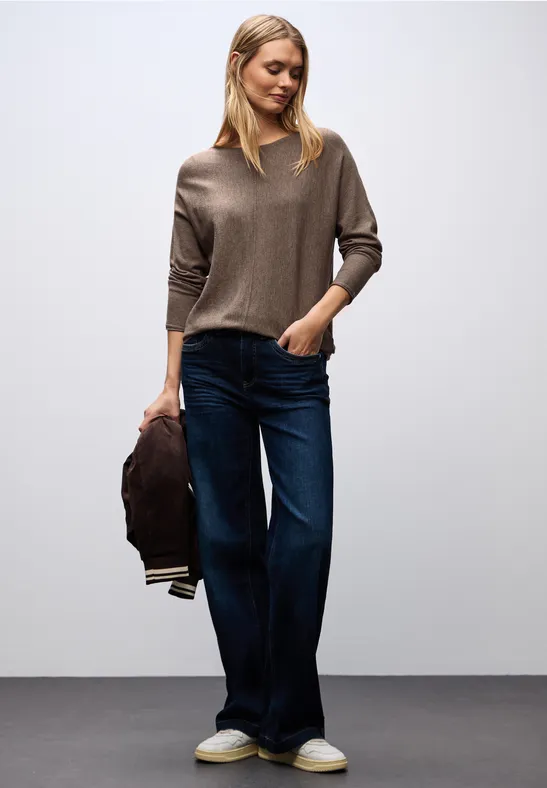 Thumbnail - Street One Frauen Basic Dolman Pullover in Braun, Gr: 40