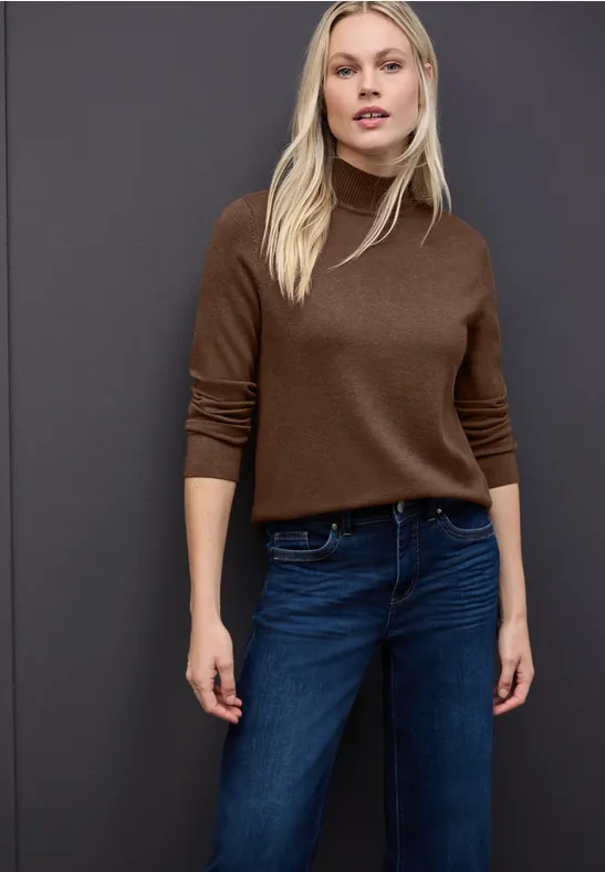 Thumbnail - Street One Frauen Turtleneck Pullover in Braun, Gr: 40