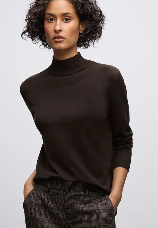 Street One Frauen Pullover mit Turtleneck in Braun, Gr: 36