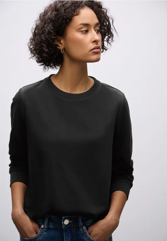 Thumbnail - Street One Frauen Rundhals Sweatshirt in Schwarz, Gr: 36