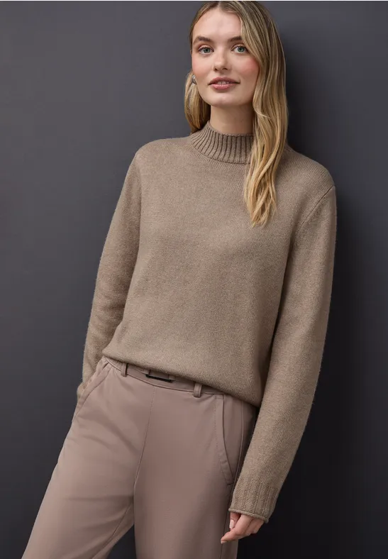 Thumbnail - Street One Frauen Basic Turtleneck Pullover in Beige, Gr: 40