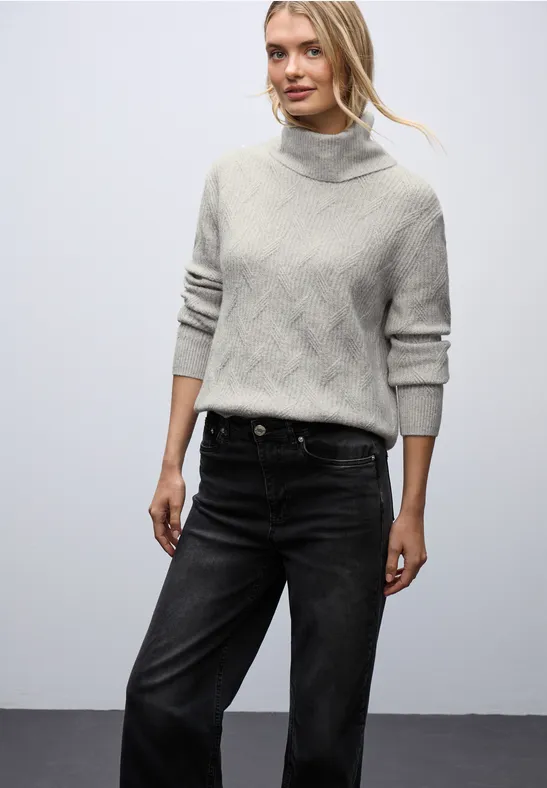 Thumbnail - Street One Frauen Kuscheliger Strukturpullover in Grau, Gr: 40