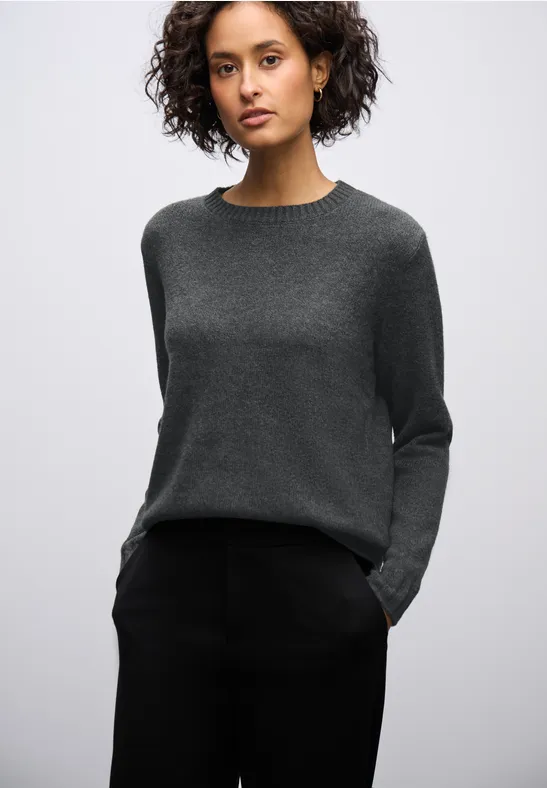 Thumbnail - Street One Frauen Rundhals Pullover in Grau, Gr: 36