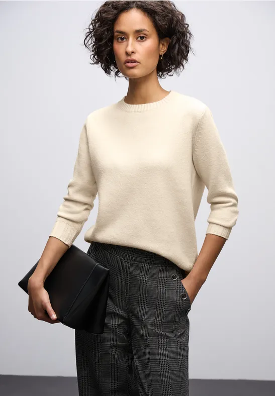 Thumbnail - Street One Frauen Rundhals Pullover in Beige, Gr: 40