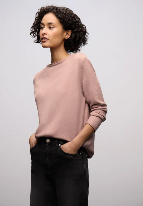 Thumbnail - Street One Frauen Pullover mit gerolltem Saum in Rosa, Gr: 38