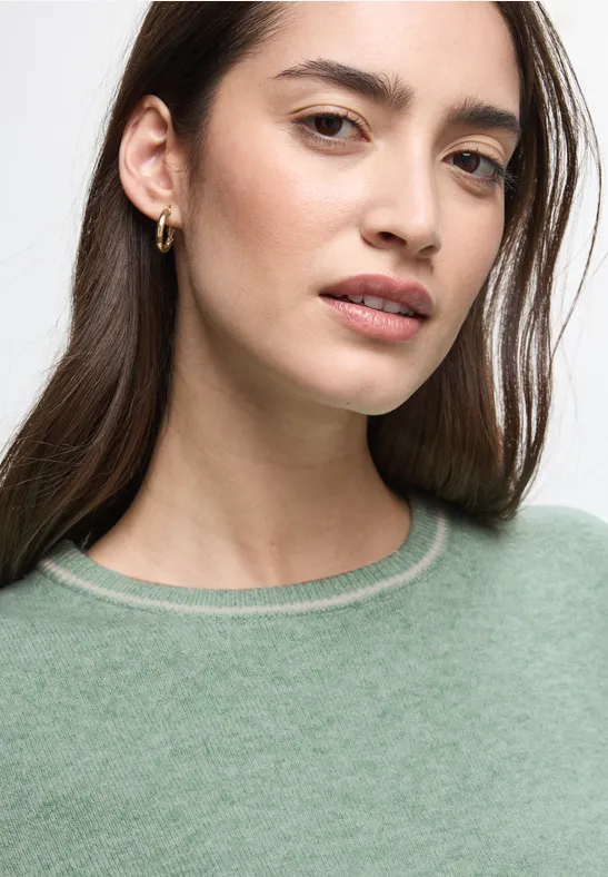 Thumbnail - Street One Frauen Kurzarm Pullover in Grün, Gr: 46