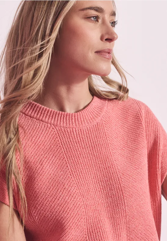 Thumbnail - Street One Frauen Ärmelloser Chenille Pullover in Pink, Gr: 42