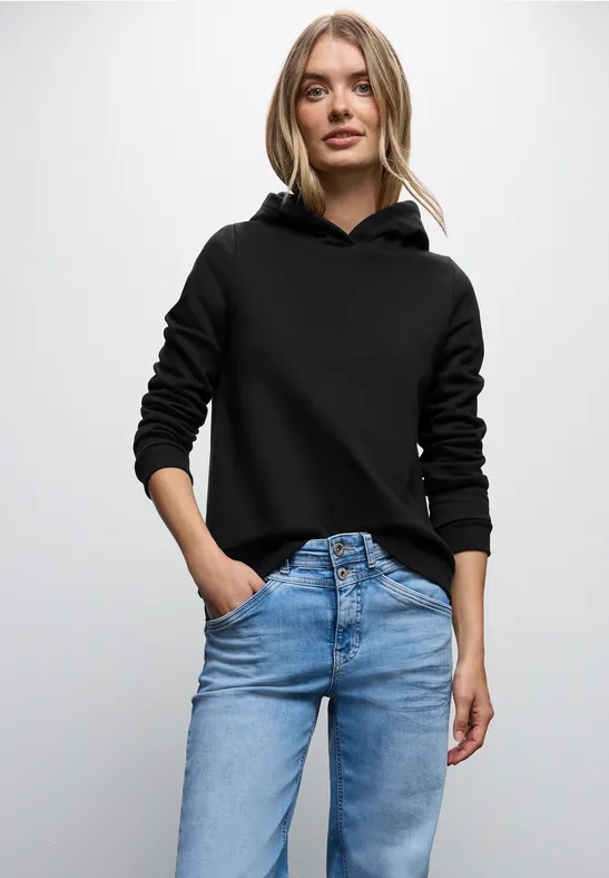 Thumbnail - Street One Frauen Sweatshirt mit Kapuze in Schwarz, Gr: 46