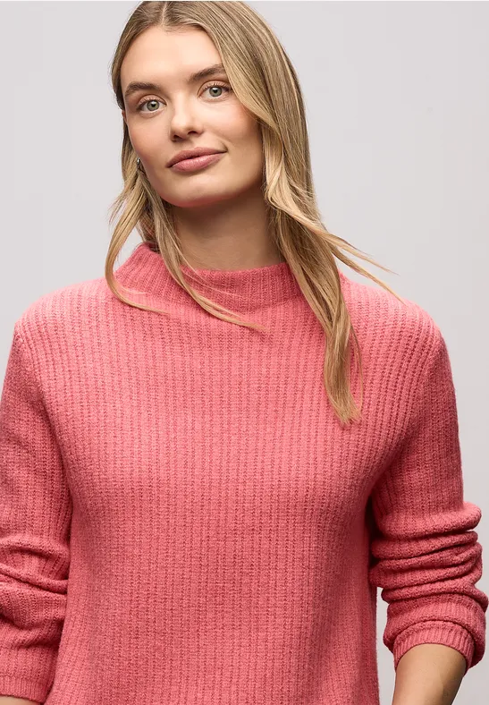 Street One Frauen Strukturpullover in Pink, Gr: 34