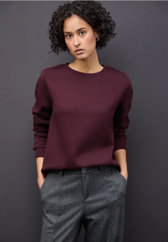 Street One Frauen Sweatshirt mit Rippdetail in Rot, Gr: 34