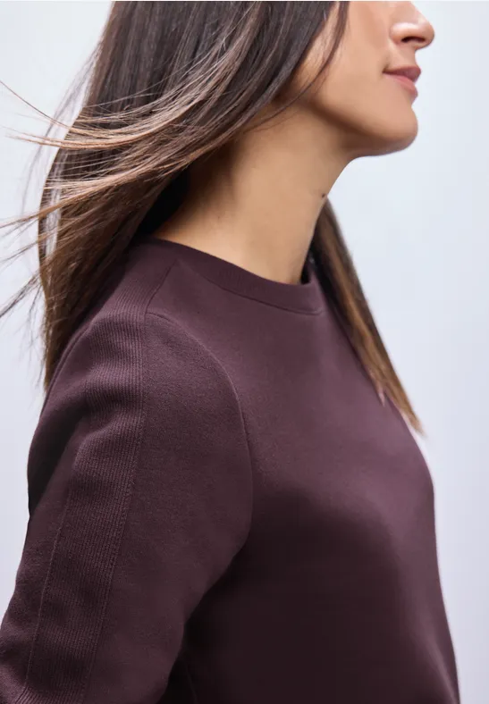 Thumbnail - Street One Frauen Sweatshirt mit Rippdetail in Rot, Gr: 42