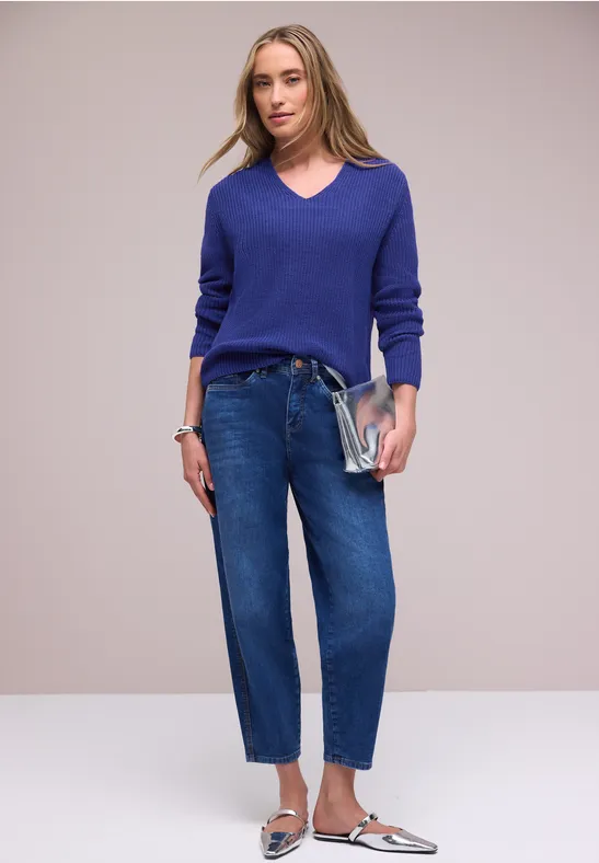 Thumbnail - Street One Frauen Pullover in Unifarbe in Blau, Gr: 34