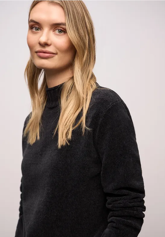 Thumbnail - Street One Frauen Softer Chenille Pullover in Schwarz, Gr: 42