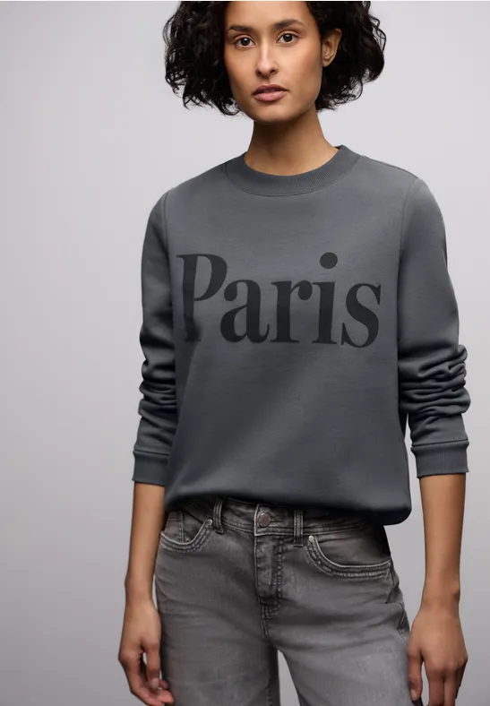 Thumbnail - Street One Frauen Sweatshirt mit Print in Grau, Gr: 34