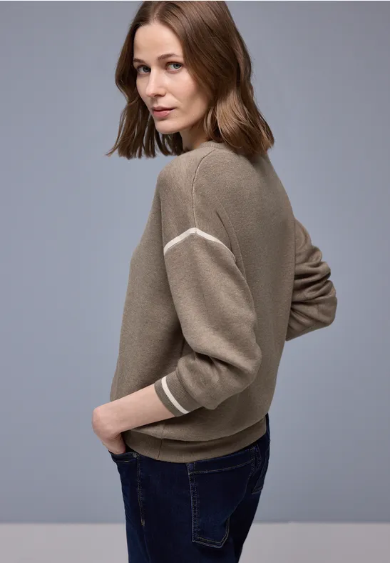 Thumbnail - Street One Frauen Pullover mit Kontrastdetails in Braun, Gr: 36