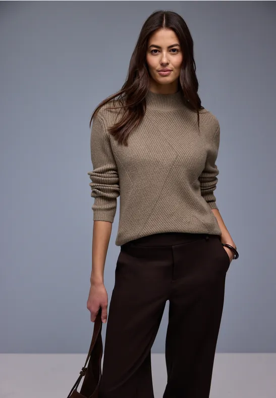 Thumbnail - Street One Frauen Kuscheliger Strukturpullover in Braun, Gr: 38