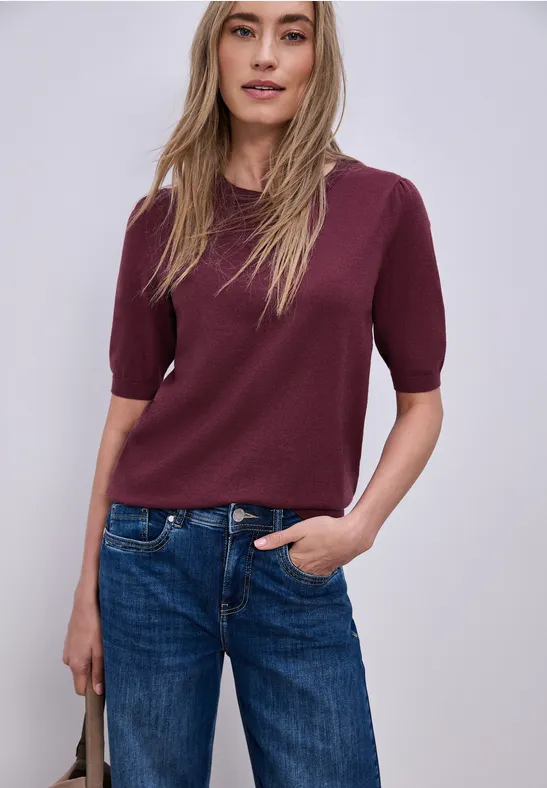 Thumbnail - Street One Frauen Pullover in Unifarbe in Rot, Gr: 34