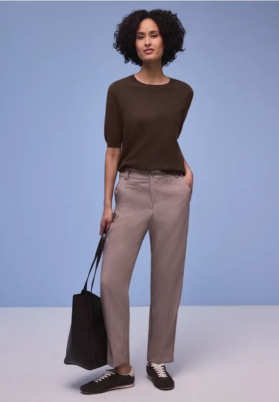 Thumbnail - Street One Frauen Pullover in Unifarbe in Braun, Gr: 46