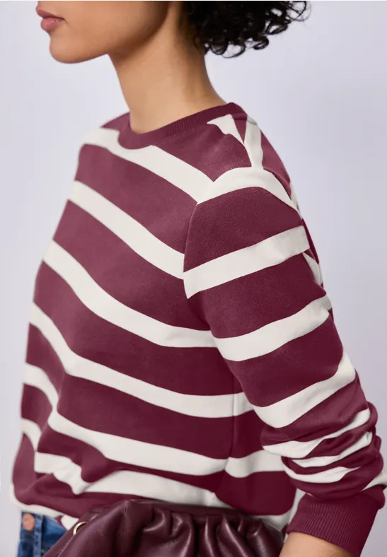 Street One Frauen Gestreiftes Sweatshirt in Rosa, Gr: 34