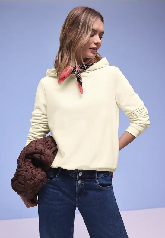 Thumbnail - Street One Frauen Hoodie in Unifarbe in Beige, Gr: 36