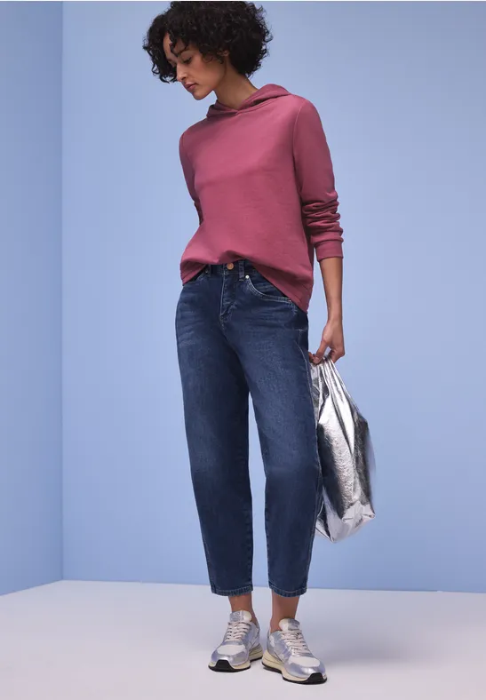 Street One Frauen Hoodie in Unifarbe in Rosa, Gr: 40