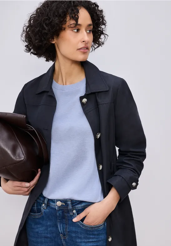 Thumbnail - Street One Frauen Kurzarm Pullover mit Rundhals in Blau, Gr: 38