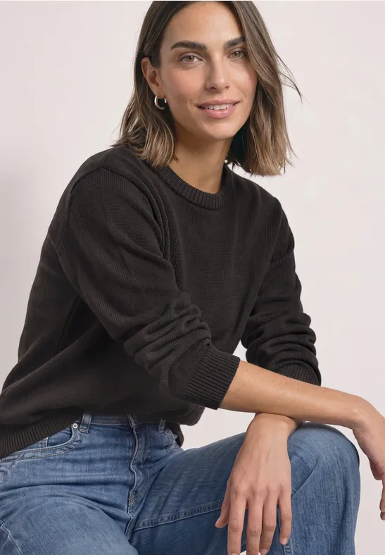 Langarm Pullover mit Boat Neck