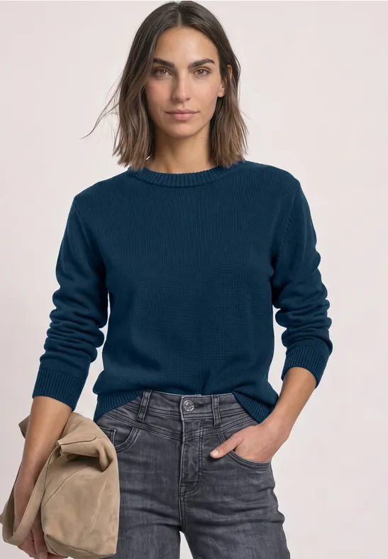 Langarm Pullover mit Boat Neck