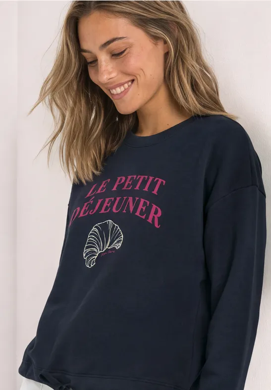 Langarm Sweatshirt mit Wording