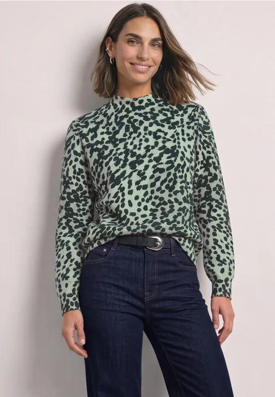Trui met col en luipaardprint