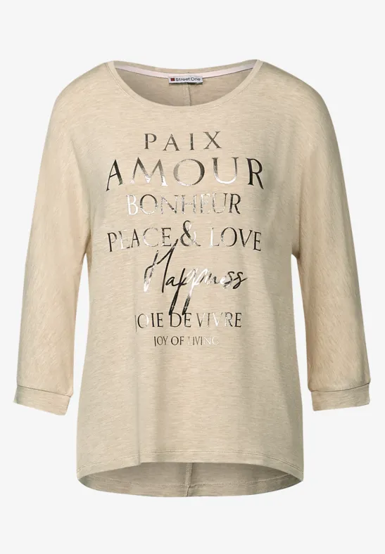 Street One Damen T-Shirt Mit Wording Print - Baumwolle Shirt Mit Rundhalsausschnitt