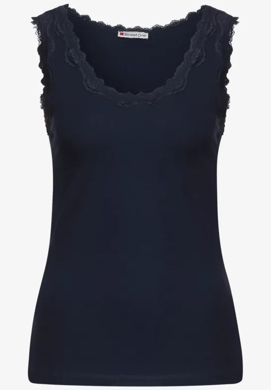 Débardeur Gris En Dentelle Street One - Taille 38, Parfait état Occasion