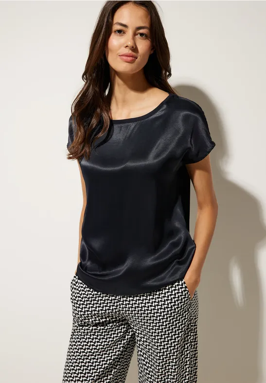 STREETONE Shiny Materialmix Shirt in Noir STREETONE