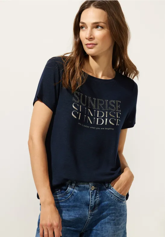 T-Shirt Donna Street One Con Stampa Party E Spalle Scoperte - Manica Lunga, Girocollo, Vestibilità Confortevole, Taglia EU 38 - 2
