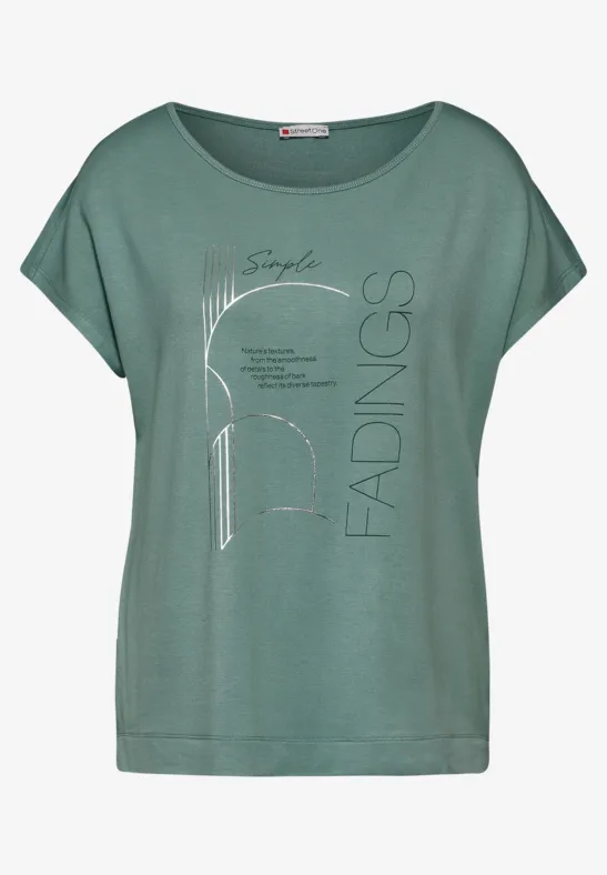 SPRINGFIELD Damen T-Shirt, Green Print, Größe M – Urbaner Style Mit Fokus Auf Qualität