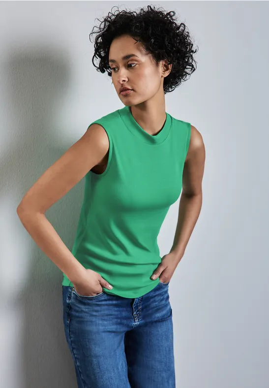 Thumbnail - Street One Frauen Basic Top mit Turtleneck in Grün, Gr: 46
