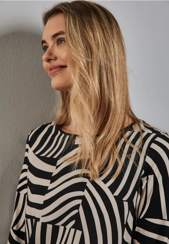 Thumbnail - Street One Frauen Bedrucktes Shirt in Schwarz, Gr: 44