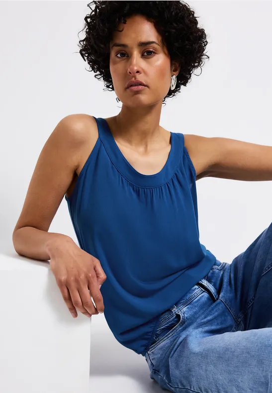 Thumbnail - Street One Frauen Strukturmix-Top in Blau, Gr: 46