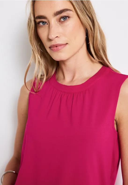Street One Frauen Jersey-Top mit Raffung in Pink, Gr: 44