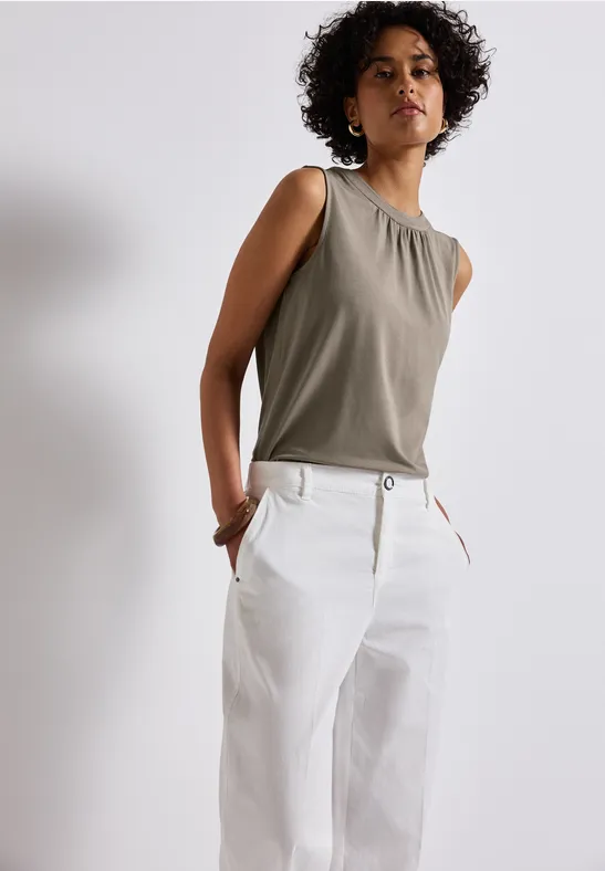 Jersey top met rimpels