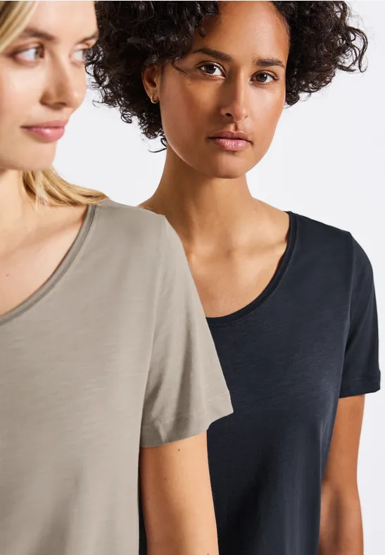 Thumbnail - Street One Frauen 2er-Pack V-Neck T-Shirt in Multicolour, Gr: 34