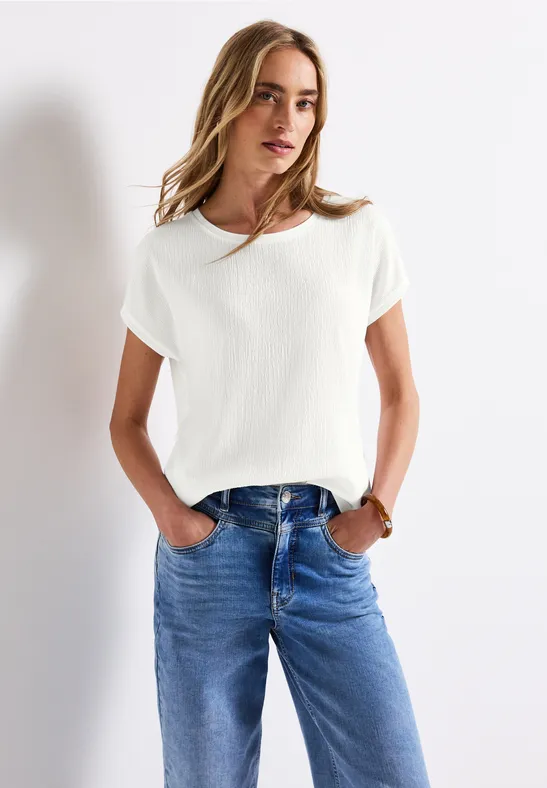 Strukturmix-Shirt female Weiß