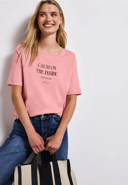 Thumbnail - Street One Frauen Softes Shirt mit Wording in Rosa, Gr: 34