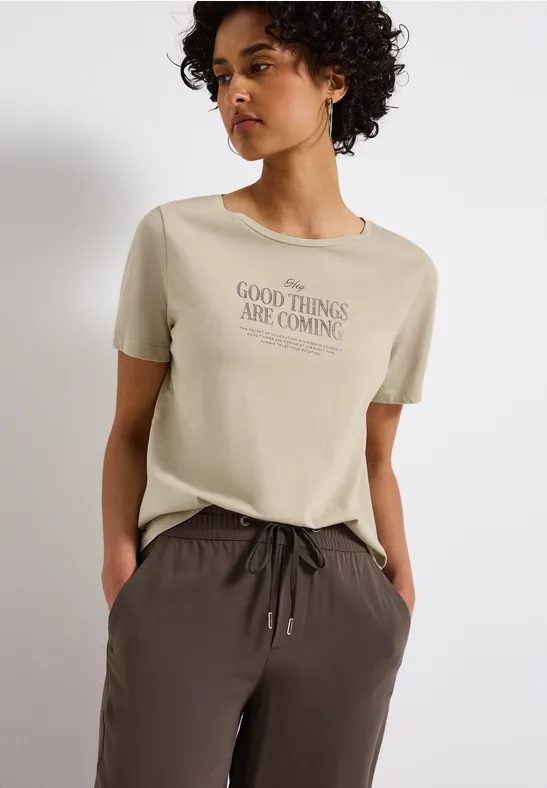 Thumbnail - Street One Frauen Washed-Look T-Shirt in Beige, Gr: 40