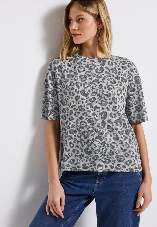 Thumbnail - Street One Frauen Ausbrenner-Shirt mit Muster in Beige, Gr: 34