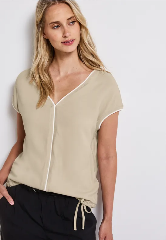 Thumbnail - Street One Frauen Shirt mit Tunnelzug in Beige, Gr: 44