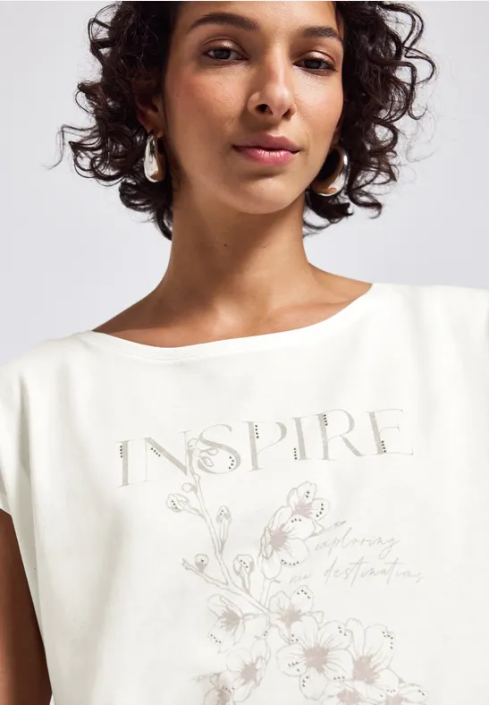 Thumbnail - Street One Frauen Shirt mit Print in Weiß, Gr: 36