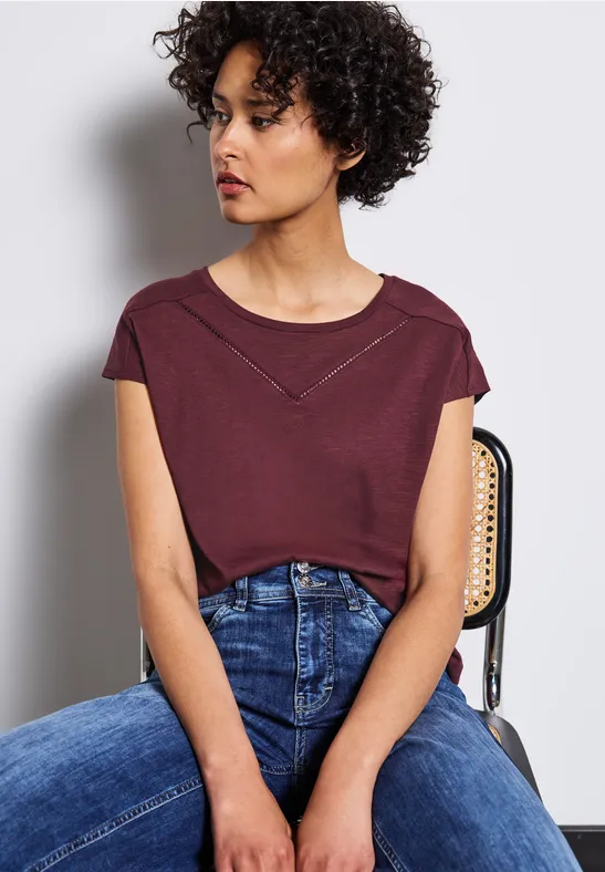 Thumbnail - Street One Frauen Shirt mit Deko-Tape in Rot, Gr: 34