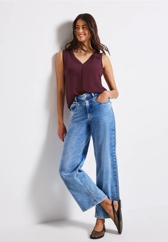 Street One Frauen Materialmix Top mit Tape in Rot, Gr: 44