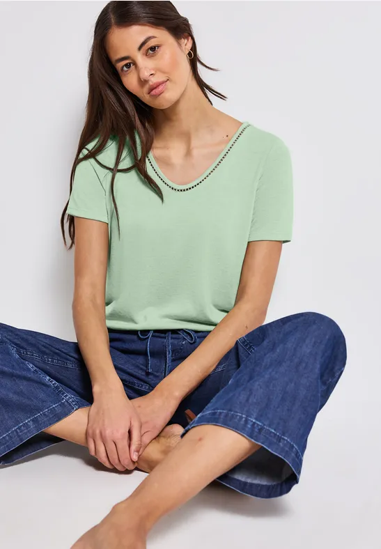 STREET ONE T-shirt met haakdetails en viscose